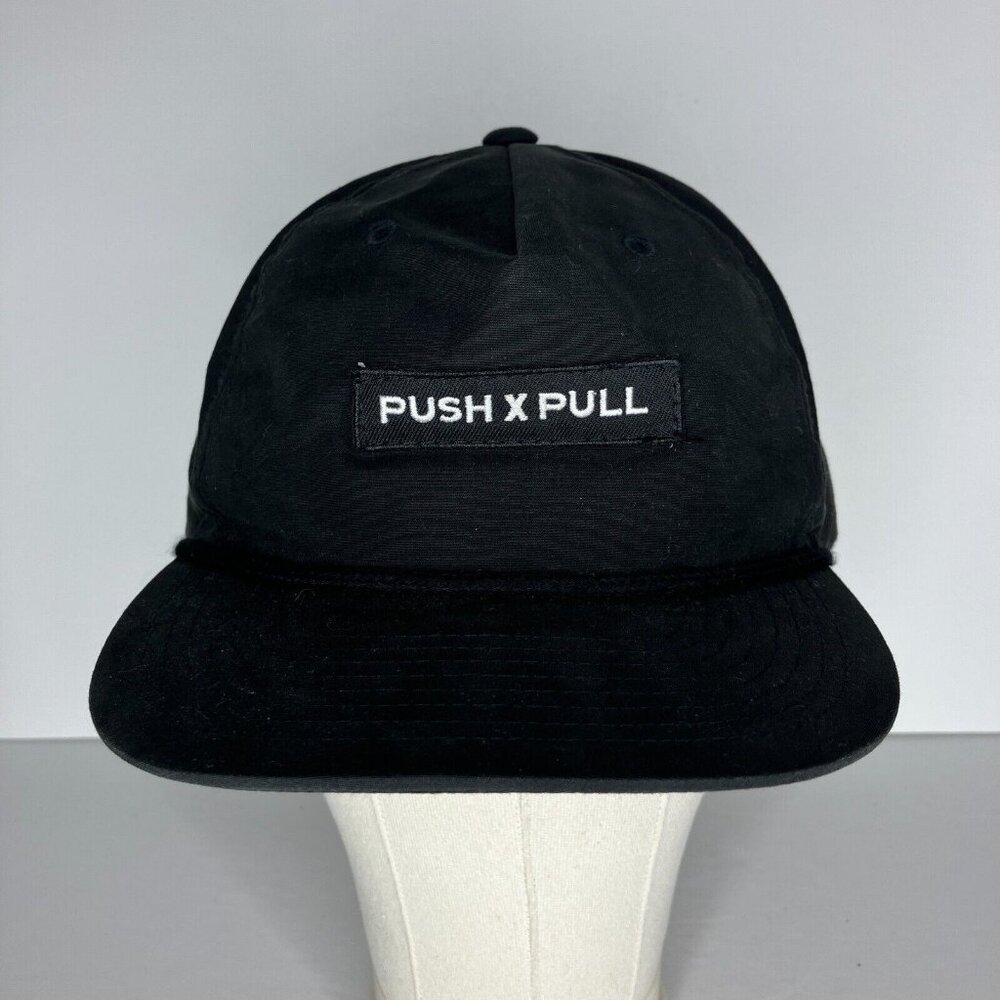 Push X Pull Black Adjustable 5 Panel Hat